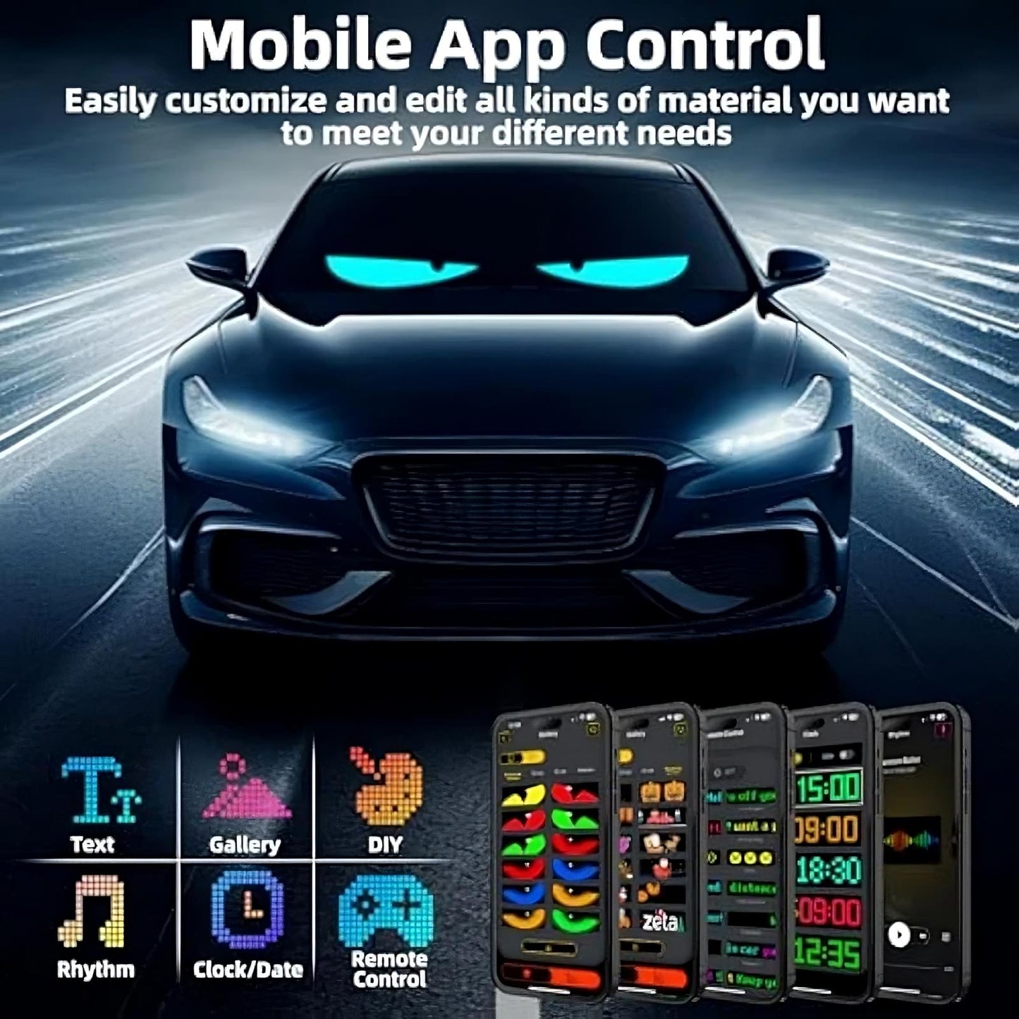 Bewegende LED Ogen voor Auto (Voorruit Gadget)